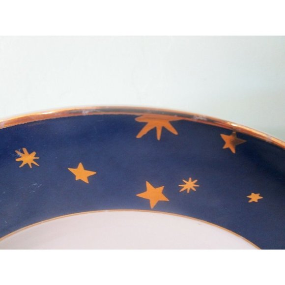 Galaxy by Sakura Rim Soup Bowl14kt Gold Stars on Dark Blue Fine Porcelain EUC - Picture 9 of 11